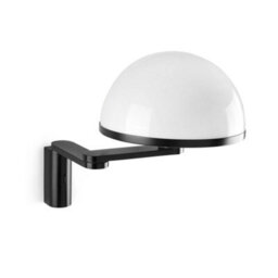 Luminosa Lighting Luminosa Dome Adjustable Wall Lamp Satin Black, Gloss White Shade E27 - thumbnail 1