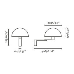 Luminosa Lighting Luminosa Dome Adjustable Wall Lamp Satin Black, Gloss White Shade E27 - thumbnail 3