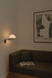 Luminosa Lighting Luminosa Dome Adjustable Wall Lamp Satin Black, Gloss White Shade E27 - thumbnail 2