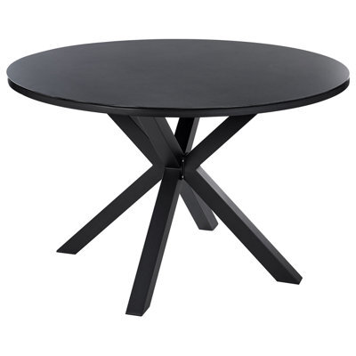 Beliani Garden Dining Table Maletto 120 Cm 120 Cm Glass Black - image 1