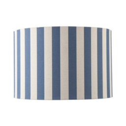 Happy Homewares Amparo Blue And Oatmeal Linen Striped Drum Lampshade With Fabric Inner - thumbnail 4