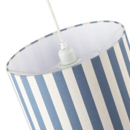 Happy Homewares Amparo Blue And Oatmeal Linen Striped Drum Lampshade With Fabric Inner - thumbnail 3