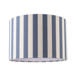 Happy Homewares Amparo Blue And Oatmeal Linen Striped Drum Lampshade With Fabric Inner - thumbnail 1