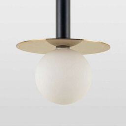 Houseof Brass Plate And Frosted Shade Opal Ball Pendant Ceiling Light - Charcoal Grey Black - thumbnail 2