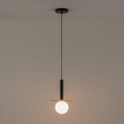Houseof Brass Plate And Frosted Shade Opal Ball Pendant Ceiling Light - Charcoal Grey Black - thumbnail 4