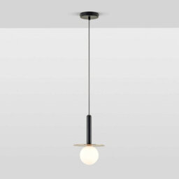 Houseof Brass Plate And Frosted Shade Opal Ball Pendant Ceiling Light - Charcoal Grey Black - thumbnail 1