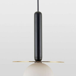 Houseof Brass Plate And Frosted Shade Opal Ball Pendant Ceiling Light - Charcoal Grey Black - thumbnail 3