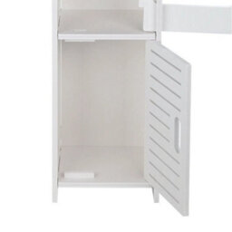 Wooden White Free Standing Toilet Paper Roll Holder Bathroom Storage Cabinet - thumbnail 3