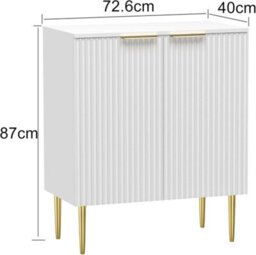 Hygrad Built to Survive Free Standing Wooden Fluted Sideboard Buffet Accent Cabinet Cupboard With 2 Doors & Gold Metal Legs Console Table Storage Home - thumbnail 3