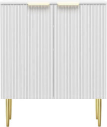 Hygrad Built to Survive Free Standing Wooden Fluted Sideboard Buffet Accent Cabinet Cupboard With 2 Doors & Gold Metal Legs Console Table Storage Home - thumbnail 2