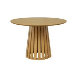 Sweeek - Round Dining Table Rubberwood And Oak Veneer, Seats 4 Natural 110X110X73 Cm - Angèle - thumbnail 2