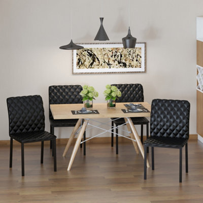 Homcom Dining Chairs Faux Leather Accent Chairs For Kitchen, Set Of 4, Black - image 1