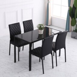 Homcom Dining Chairs Faux Leather Accent Chairs For Kitchen, Set Of 4, Black - thumbnail 6
