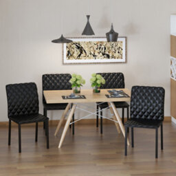 Homcom Dining Chairs Faux Leather Accent Chairs For Kitchen, Set Of 4, Black - thumbnail 1