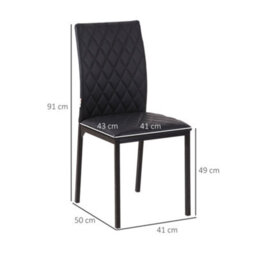 Homcom Dining Chairs Faux Leather Accent Chairs For Kitchen, Set Of 4, Black - thumbnail 3