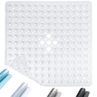 Anti Slip Square Shower Mat 53 X 53Cm Bath Mat With Suction Cup And Drain Hole, Antibacterial Mildew-Resistant Machine Washable - image 1