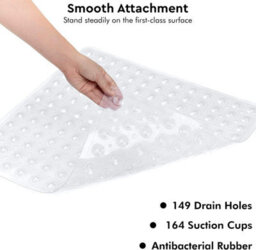 Anti Slip Square Shower Mat 53 X 53Cm Bath Mat With Suction Cup And Drain Hole, Antibacterial Mildew-Resistant Machine Washable - thumbnail 3