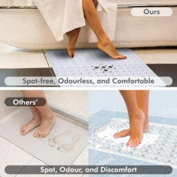 Anti Slip Square Shower Mat 53 X 53Cm Bath Mat With Suction Cup And Drain Hole, Antibacterial Mildew-Resistant Machine Washable - thumbnail 5