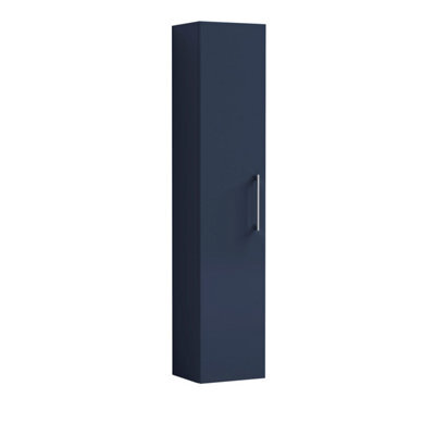 Balterley Bramshall Modern Bathroom 1 Soft Close Door Wall Hung Tall Storage Unit, Midnight Blue With Handle, 300 mm - image 1