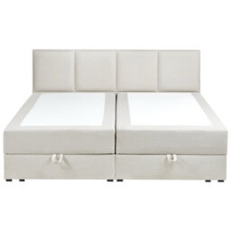 Beliani Divan Bed With Storage Fabric Baronet 180 X 200 Cm (Eu Super King) Off-White - thumbnail 5