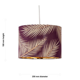 First Choice Lighting Set Of 2 Tropica - Burgundy Gold Leaf Detail 25Cm Pendant Lamp Shades - thumbnail 6