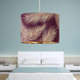 First Choice Lighting Set Of 2 Tropica - Burgundy Gold Leaf Detail 25Cm Pendant Lamp Shades - thumbnail 4