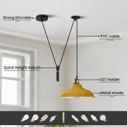 Ledsone Gray Industrial Pendant Light With Adjustable 195Cm Cord And Metal Curved Shade For Living Room Dining Room - thumbnail 8