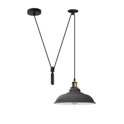 Ledsone Gray Industrial Pendant Light With Adjustable 195Cm Cord And Metal Curved Shade For Living Room Dining Room - thumbnail 7