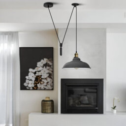 Ledsone Gray Industrial Pendant Light With Adjustable 195Cm Cord And Metal Curved Shade For Living Room Dining Room - thumbnail 2