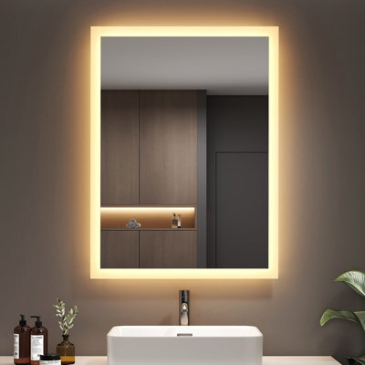 Emke 80X60Cm Led Bathroom Mirror, 3000K Warm Lighting, Wall Switch, Vertical/horizontal - image 1