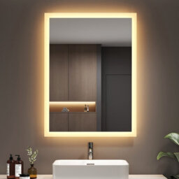 Emke 80X60Cm Led Bathroom Mirror, 3000K Warm Lighting, Wall Switch, Vertical/horizontal