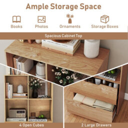 Gainoom 4-Cube Natural Bookcase 130Cm 5-Tier Tall Freestanding Bookshelf Modern Open Cube Display Rack - thumbnail 7