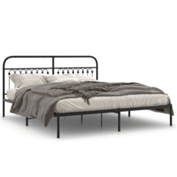 Berkfield Metal Bed Frame Without Mattress With Headboard Black 183X213Cm - thumbnail 2