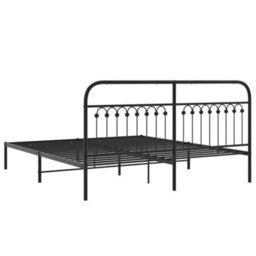 Berkfield Metal Bed Frame Without Mattress With Headboard Black 183X213Cm - thumbnail 6