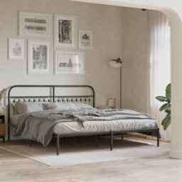 Berkfield Metal Bed Frame Without Mattress With Headboard Black 183X213Cm - thumbnail 1