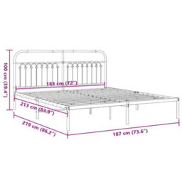 Berkfield Metal Bed Frame Without Mattress With Headboard Black 183X213Cm - thumbnail 8