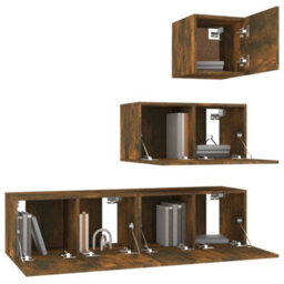 Berkfield 4 Piece Tv Cabinet Set Smoked Oak Engineered Wood - thumbnail 4