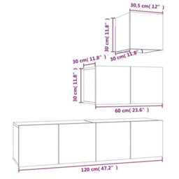 Berkfield 4 Piece Tv Cabinet Set Smoked Oak Engineered Wood - thumbnail 7