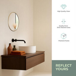 Mood Premium Round Bathroom Mirror Gold Framed Wall Mounted, Circle Frame Modern & Stylish (40Cm X 40Cm) - thumbnail 3