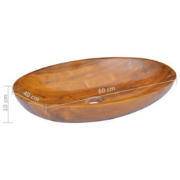 Berkfield Basin Solid Teak Wood 60X40X10 Cm - thumbnail 7