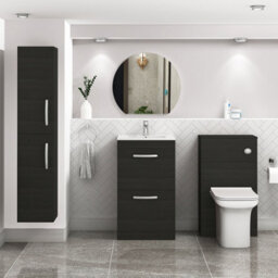 Royal Bathrooms Turin Hale Black 500mm Floor Standing Vanity Unit 2 Drawer With Minimalist Basin Sink - thumbnail 2