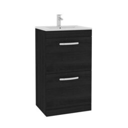 Royal Bathrooms Turin Hale Black 500mm Floor Standing Vanity Unit 2 Drawer With Minimalist Basin Sink - thumbnail 6