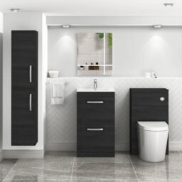 Royal Bathrooms Turin Hale Black 500mm Floor Standing Vanity Unit 2 Drawer With Minimalist Basin Sink - thumbnail 4