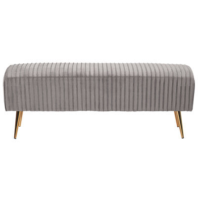 Beliani Grey Velvet Upholstered Bench With Gold Metal Legs - 118 X 40 Cm - image 1
