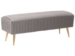 Beliani Grey Velvet Upholstered Bench With Gold Metal Legs - 118 X 40 Cm - thumbnail 3