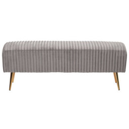 Beliani Grey Velvet Upholstered Bench With Gold Metal Legs - 118 X 40 Cm - thumbnail 1