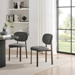 Furniturebox Uk 2X Mirelle Grey Fabric Dining Chairs Bronze Legs