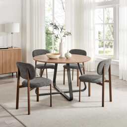 Furniturebox Uk 2X Mirelle Grey Fabric Dining Chairs Bronze Legs - thumbnail 4