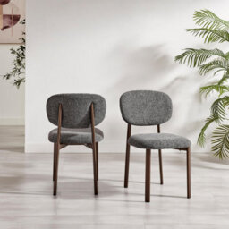 Furniturebox Uk 2X Mirelle Grey Fabric Dining Chairs Bronze Legs - thumbnail 3