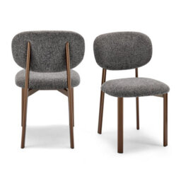 Furniturebox Uk 2X Mirelle Grey Fabric Dining Chairs Bronze Legs - thumbnail 6